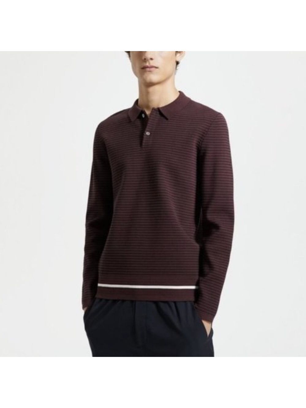 Theory Striped Long-Sleeve Polo